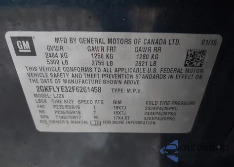 2015 GMC Terrain Slt-2 from USA, damaged, VIN 2GKFLYE32F6261458